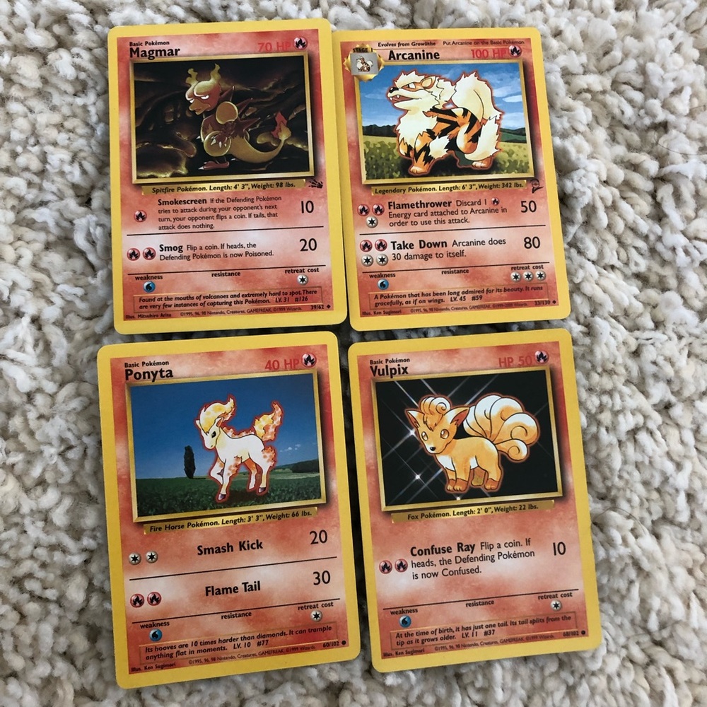 Fire Pokémon Card Bundle (4 cards)